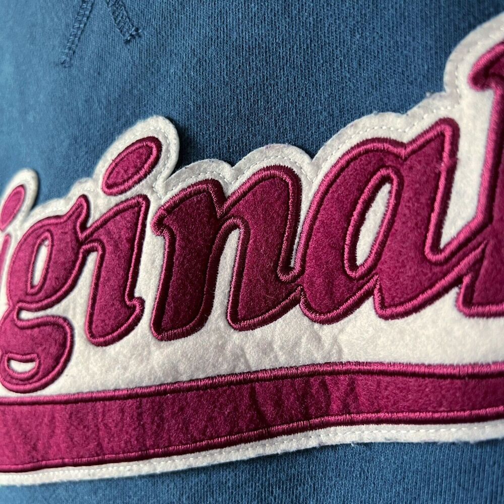 Original Patch Kangaroo Hoodie Sweatshirt Original Use Blue Burgundy Men's Small - Picture 5 of 12